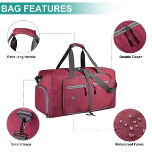 <b>Water</b>-resistant 65L Foldable Travel Duffle Bag <b>for</b> <b>Women</b> Large Overnight Duffel Bags with <b>Shoe</b> Compartment - Product Image 3