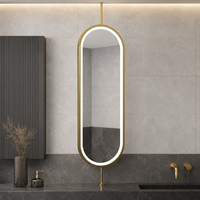 Miroir de salle de bain ovale LED Bluetooth, éclairage frontal, intensité réglable, anti-buée, 3 couleurs Bluetooth, pour la salle de bain et le salon