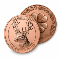 Lot de 2 pièces commémoratives en cuivre, motif cerf majestueux et Mustang sauvage, avec boîte à pièces Infinity Capsule, objets en métal