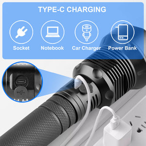 Mạnh mẽ lumens cao không thấm nước cắm trại ngoài trời ngọn đuốc chiến thuật ánh sáng đèn flash LED USB Sạc đèn pin - Product Image 4