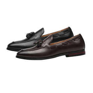 Mocassins de cérémonie à bout rond en PU imperméable, légers, avec pompons, noirs et marron, grandes tailles 37-48, modèle 703 - Product Image 6