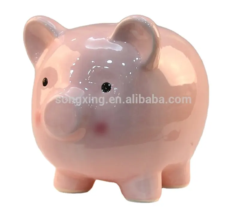 funny piggy bank pink pig shape ceramic piggy bank Size and shape can be customized