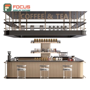 Premium Coffee Merchandise Display <b>Rack</b> Laminate Wood Finish Coffee Bean Display Area Cafe Product Display <b>Rack</b> - Product Image 2