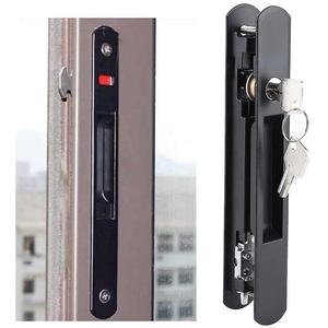 Serratura a gancio per porta scorrevole, chiusura a un solo tasto in plastica per porte e finestre scorrevoli, serratura piatta in plastica e acciaio per porte e finestre. - Product Image 2