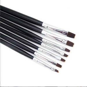 Lot de 7 pinceaux à ongles à manche noir, pinceaux plats pour gel de construction, pinceaux pour vernis gel, pinceaux acryliques, différentes tailles, poils en nylon, pinceaux à ongles en gel pour salon - Product Image 3