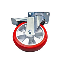Roue pivotante à double frein robuste de type européen en acier, aluminium et polyuréthane, prix d'usine, 200x50 mm, charge de 450 kg