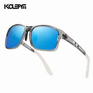 KDEAM kacamata hitam persegi klasik untuk pria dan wanita bantalan hidung karet bingkai TR90 1.1mm Film asli kacamata matahari polarisasi KD524