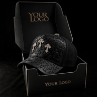 Casquettes de baseball noires personnalisées en 3D avec broderie en relief, style gothique, maille au dos, visière incurvée, ajustables, vente en gros, OEM, boîte cadeau