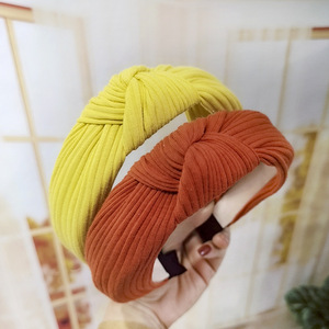 Diadema anudada sólida a la moda, toalla de franela elástica naranja, banda para el pelo para mujer, diadema elástica para un aspecto elegante - Product Image 3
