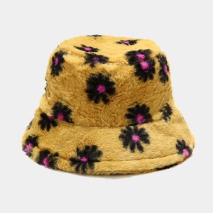 De piel de imitación de invierno sombrero de cubo para mujeres de moda Daisy <span class=keywords><strong>flores</strong></span> suave cálido - Product Image 3