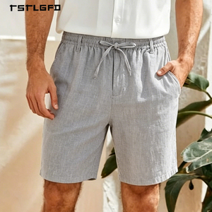 Pantalones Cortos de Lino y Algodón para Hombre, con Cordón Ajustable, Cintura Elástica, Estilo Casual, Estilo Old Money, para Verano, Playa o Resort - Product Image 6