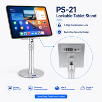 Support de tablette POS en métal avec serrure à combinaison, 7-16 pouces, rotation à 360 degrés, hauteur réglable, support universel pour comptoir de vente au détail PS-21
