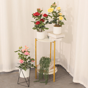 Arbre de Camélia Artificiel de Haute Qualité Rouge/Jaune <span class=keywords><strong>en</strong></span> Pot pour Décoration Intérieure/Extérieure et Aménagement Paysager (Plante de Rose) - Product Image 2