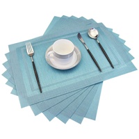 Nouveau Set de Table en PVC Cèdre pour Cuisine, Lavable, Épais, Rayé, Antidérapant, Isolant Thermique, Idéal pour Hôtels, Salles Privées, Bars et Tasses à Thé