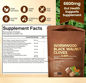 Capsules Détoxifiantes 18-en-1 à <span class=keywords><strong>l</strong></span>'Armoise, Noyer Noir et <span class=keywords><strong>Clou</strong></span> <span class=keywords><strong>de</strong></span> <span class=keywords><strong>Girofle</strong></span> 6600mg – Soutien Digestif et Intestinal – Complément Détoxifiant – 240 Gélules Molles - Product Image 2