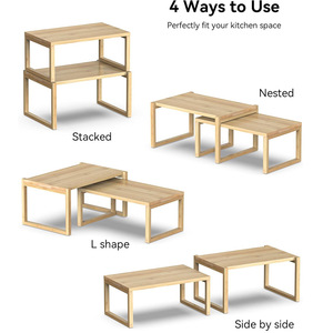 <b>Kitchen</b> Storage <b>Rack</b> 2 Tier Wooden Modern Minimalist Design For Organizers - Product Image 3