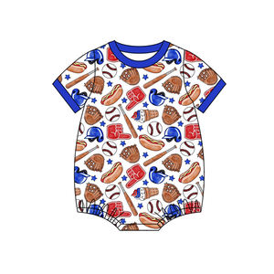 Conjunto de Ropa Infantil Personalizada para el 4 de Julio, con Estampado de Comida de Béisbol, 95% Algodón, Pantalones Cortos Casuales para Bebé y Camiseta Tipo Romper - Product Image 5