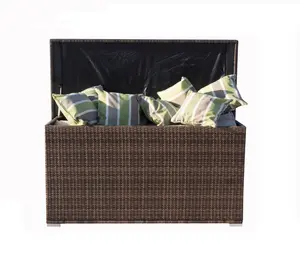 All Weather Outdoor Wicker Patio Rattan Storage Shed and Garden Cushion Box Bins