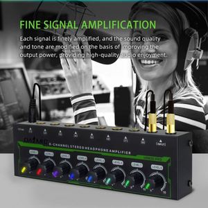 Amplificador de Auriculares Profesional HA800 PRO, Amplificador de Audio Estéreo de 8 Canales con Luz RGB y Control de Volumen para DJ y Estudio - Product Image 3