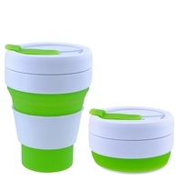 Bouteilles d'eau de sport pliables en silicone en gros, 12 oz (355 ml), 16 oz (475 ml), gobelets à café de voyage