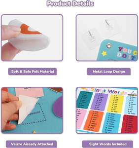 Cadeau d'anniversaire préscolaire, jouet d'apprentissage précoce Montessori pour enfants, tableau en feutre flanelle pour tout-petits, alphabet <span class=keywords><strong>ABC</strong></span> - Product Image 3