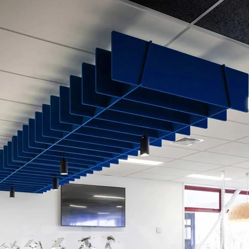 Panel desain dekoratif kafe DIY ruang akustik 100% panel poliester menyerap suara panel akustik langit-langit hewan peliharaan segi enam