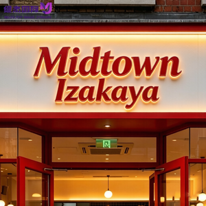 Enseigne rétroéclairée vintage <span class=keywords><strong>en</strong></span> alliage d'aluminium rouge avec lettres 3D LED personnalisées pour devanture de magasin, logo Izakaya ou pub - Product Image 2