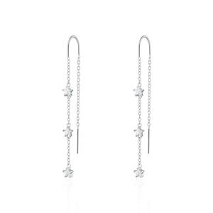 Boucles d'oreilles pendantes Gemnel en argent sterling avec 3 étoiles scintillantes en rangée - Product Image 5
