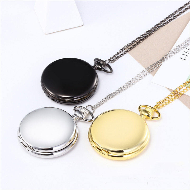 Nouveau Classique Montres de Poche Lisse Polonais Quartz Montres de Poche  Bijoux Chaîne En Alliage Pendentif avec Collier Chaîne Homme Cadeau femme