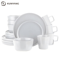 Vente en gros bon marché, ensemble d'assiettes blanches personnalisées, ensemble de vaisselle en céramique pour la maison et le restaurant