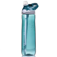 Nouvelle conception – Bouteille en plastique PC 26/32 oz, style mignon, avec couvercle à clapet et paille, pour enfants, avec corde, pour eau froide et sports, personnalisable