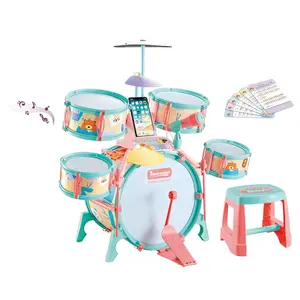 garoto 6 jazz conjunto de tambores Suppliers-Tambor musical elétrico de brinquedo, instrumento musical educacional de brinquedo para crianças conjunto de tambor de jazz e conexão com microfone e celular