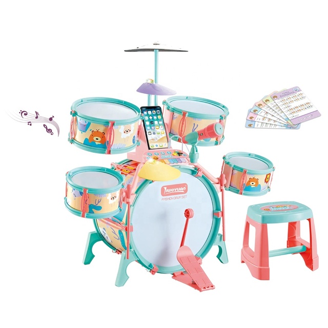 Educational Electric Musical Instrument Toy Drum Kids Multi-functional Jazz Drum Set With Microphone and Mobile Phone Connection