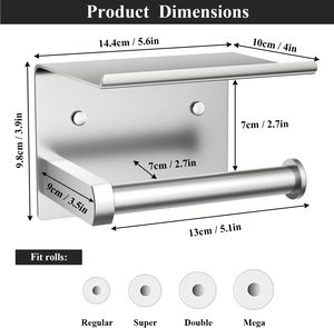 Portarrollos <span class=keywords><strong>de</strong></span> Papel Higiénico <span class=keywords><strong>de</strong></span> <span class=keywords><strong>Acero</strong></span> <span class=keywords><strong>Inoxidable</strong></span> con Acabado Níquel Cepillado, Soporte <span class=keywords><strong>de</strong></span> Pared Multifuncional para Baño, en Oferta - Product Image 3