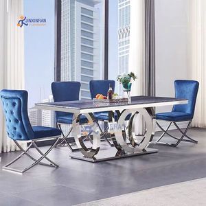 Nordic Modern Design <strong>Dining</strong> <strong>Table</strong> <strong>Set</strong> Marble Top Stainless Steel Dinning <strong>Table</strong> <strong>Set</strong> - Product Image 2
