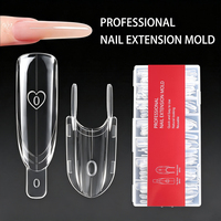 120 moules à ongles carrés réutilisables en PP transparent, double couverture complète, pour manucure supérieure et inférieure