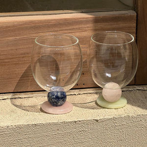 Verre à saké de style japonais avec base en jade, fait à la main, esthétique élevée, tasse à thé, café, jus transparente, vaisselle créative pour la maison, cadeau - Product Image 2