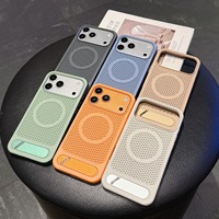 Coque de téléphone ATB Luxury antichoc magnétique pour 17 Pro Max, couleur unie, avec support de charge magnétique évidé pour refroidissement