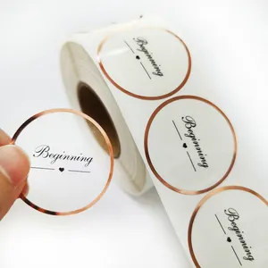 Etiquettes Custom Self Adhesive Customized Printing Transparent Logo Waterproof Clear Gold Foil Cosmetic Jar Round Sticker Label