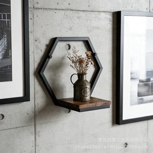 Hexagon <b>Wall</b> <b>Shelf</b> With Wooden Tray For Plant And Candle Display Geometric Decorative Storage Rack <b>Wall</b> <b>Mounted</b> Type - Product Image 3