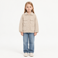 Cardigan en tricot torsadé à col pour enfants, veste unisexe à boutons et multi-poches, manteau épais en tricot pour garçons et filles