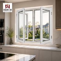 Ventana Abatible de PVC UPVC Blanca de Alto Rendimiento con Sistema de Sellado Múltiple, Resistente al Viento, Impermeable y con Rotura de Puente Térmico