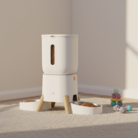 Distributeur intelligent de nourriture pour animaux de compagnie en plastique élégant de 5 L - Machine de nourrissage à distance contrôlée par application - Distributeur automatique à double bol pour chats et chiens