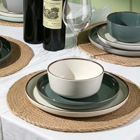 Service de vaisselle en mélamine blanche, assiettes rondes et bols, vaisselle mouchetée pour la maison, la cuisine et le buffet