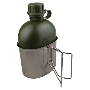 Échantillon gratuit : Gourde en aluminium de haute qualité avec housse camouflage vert et noir, capacité d'un litre d'eau potable - Product Image 4