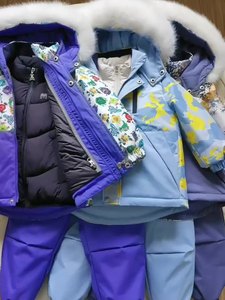 Nouveau coupe-vent hiver imprimé à capuche Ski costumes imperméable fermeture éclair fille garçons enfants Ski ensembles Polyester à manches longues enfants ensemble - Product Image 2