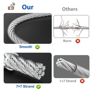สายเคเบิลเหล็ก Hannger 3/16 นิ้ว ยาว 100 ฟุต เคลือบ PVC แบบ 7x7 Strand สำหรับราวบันได ระเบียง และชานบ้าน - Product Image 3