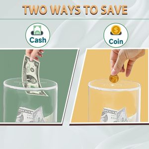 Tarro de ahorro de dinero de alcancía de acrílico transparente para cajas de colección de billetes de moneda - Product Image 6