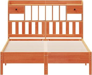 Letto Moderno in Legno Massello con <span class=keywords><strong>Testiera</strong></span> Libreria Salvaspazio 120x190 <span class=keywords><strong>cm</strong></span> Marrone Cera Arredamento Camera da Letto - Product Image 5