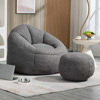 Fauteuil ottoman contemporain léger et durable en velours rembourré, inclinable et compressible, pour la maison, le bureau ou l'hôtel